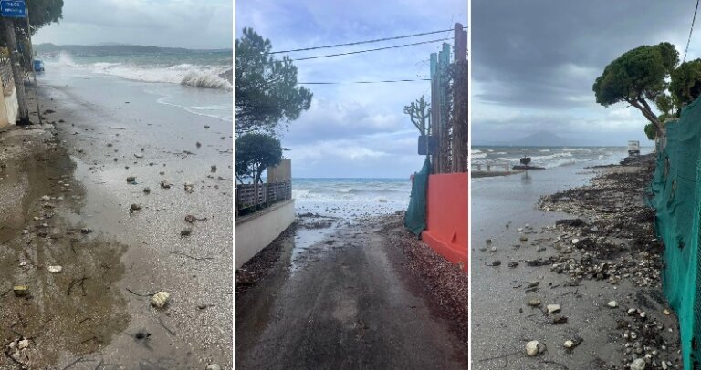 Απροσπέλαστη η παραλιακή στο Μονοδένδρι - Ο δρόμος έγινε... βυθός, γέμισε πέτρες και φύκια! (Δείτε φωτο & βιντεο του Ν. Τομαρά)