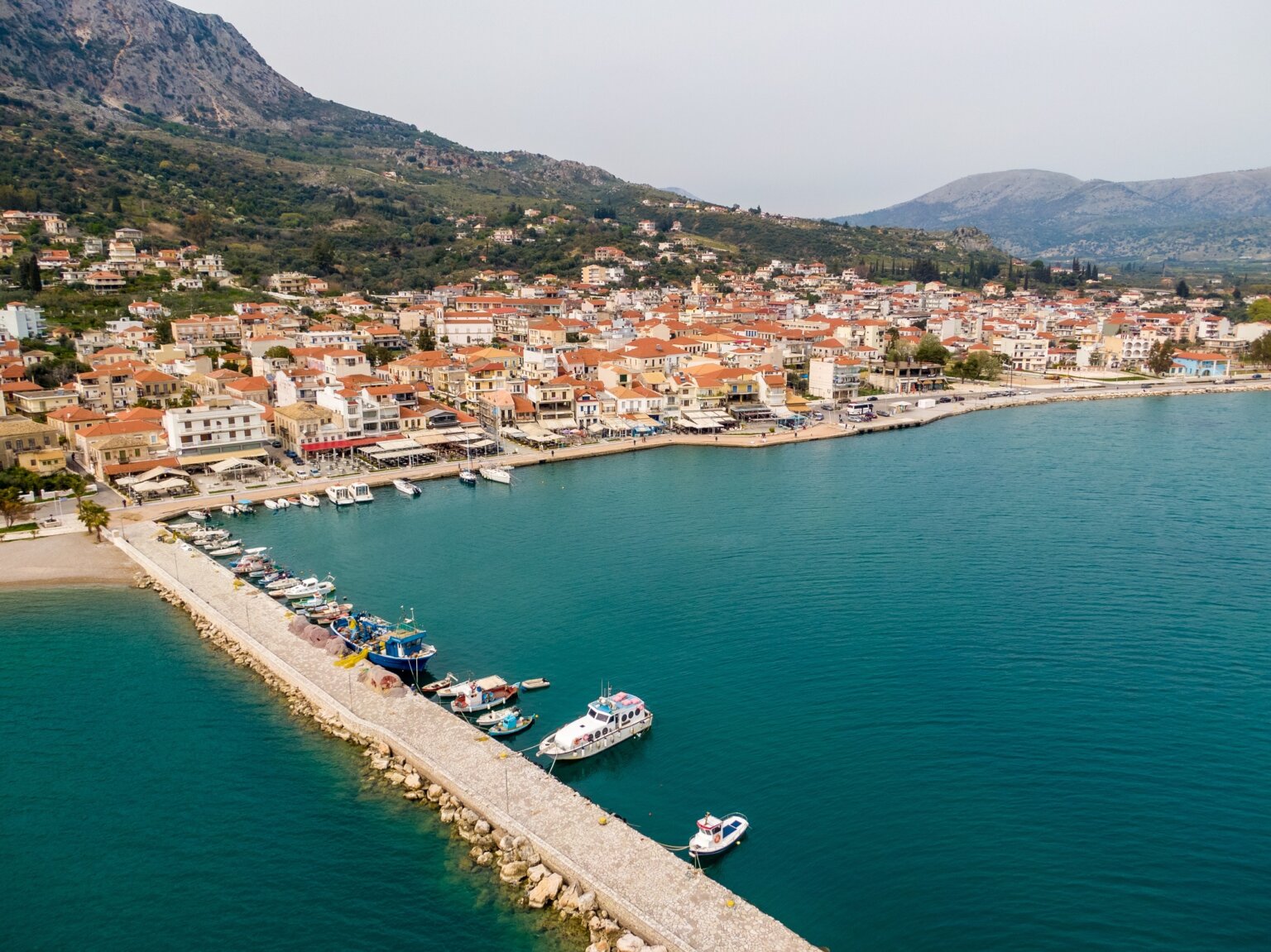 Aerial,Drone,View,Of,Astakos,Harbour,In,Aitoloakarnania,Greece