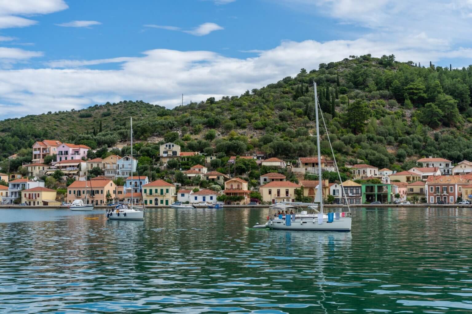 Scenery,From,A,Yacht,Towards,The,Others,Yachts,And,Vathy