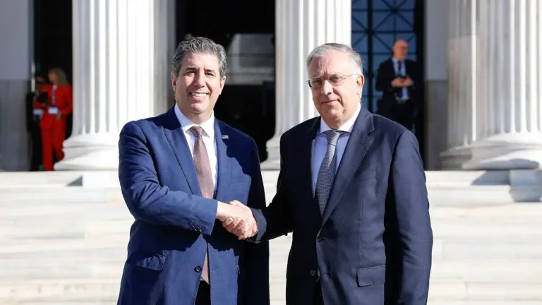 Συνάντηση Τ. Θεοδωρικάκου με τον αναπληρωτή υπουργό Εξωτερικών των ΗΠΑ, Μάικλ Ρήγας